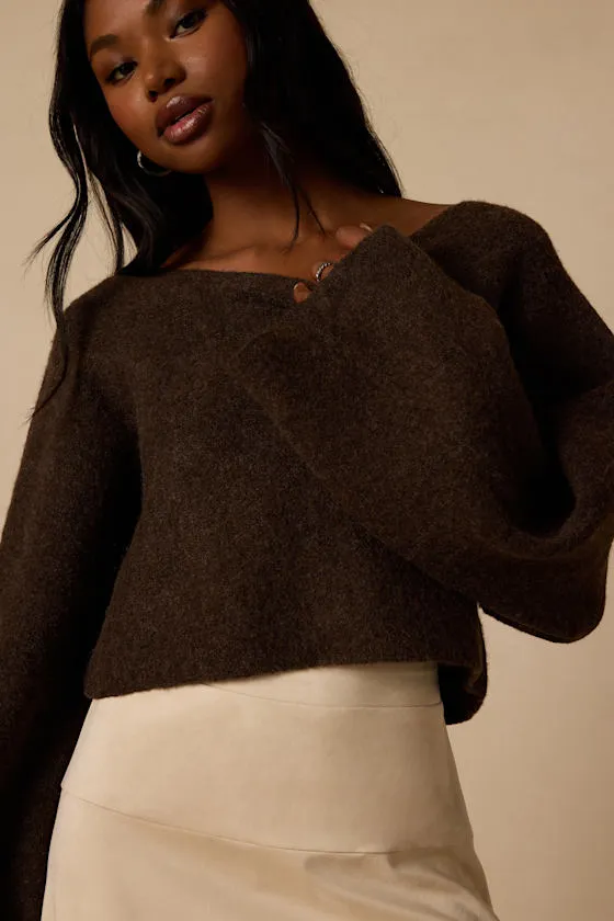 Bhodi Brown Cropped Sweater sold by Lulus product image thumbnail 4