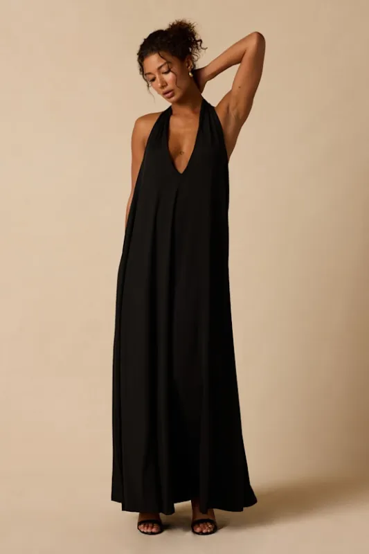 Takoda Black Halter Maxi Dress made by Sndys