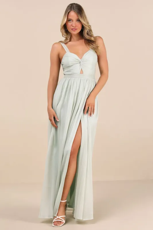 Leyton Light Sage Crinkle Knotted Backless Maxi Dress DO NOT USE made by Lulus