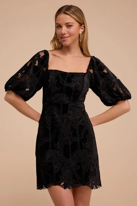Reece Black Floral Velvet Mini Dress made by Lulus