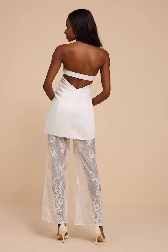 Slater White Strapless Lace Jumpsuit sold by Lulus product image thumbnail 2
