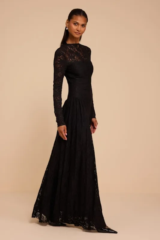 Lilith Black Lace Long Sleeve Maxi Dress made by Lulus