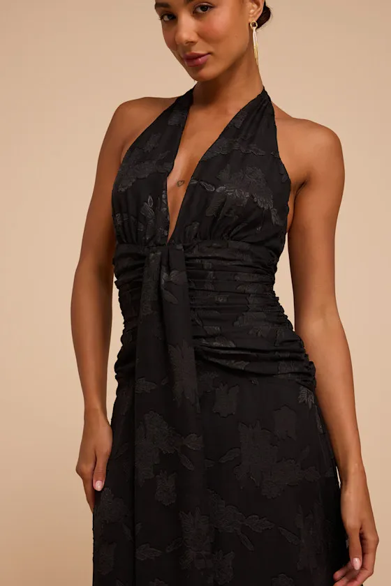 Brita Black Floral Halter Maxi Dress sold by Lulus product image thumbnail 2