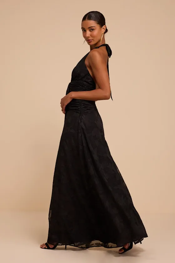 Brita Black Floral Halter Maxi Dress sold by Lulus product image thumbnail 4