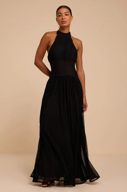 Lenora Black Halter Maxi Dress made by Lulus
