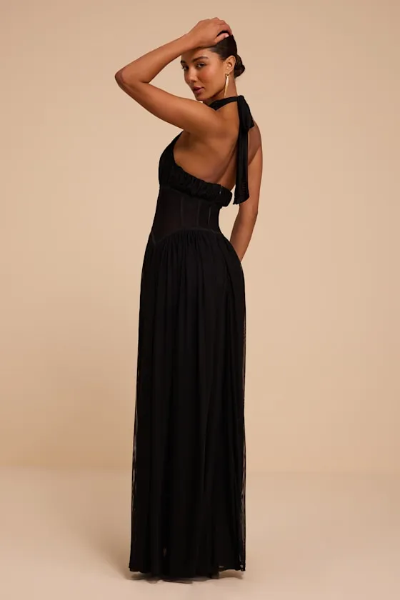 Lenora Black Halter Maxi Dress sold by Lulus product image thumbnail 3