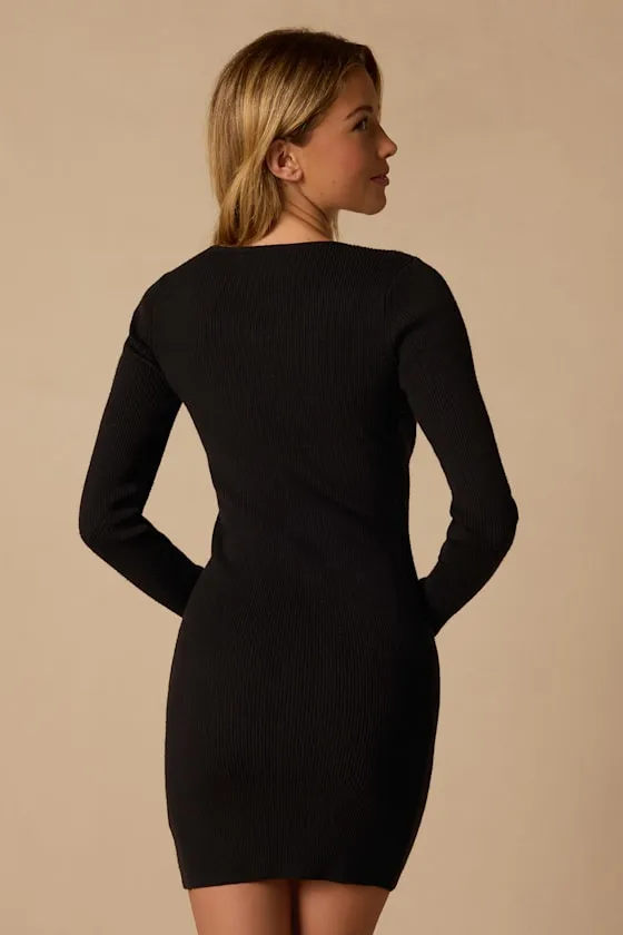 Nia Black Long Sleeve Bodycon Dress sold by Lulus product image thumbnail 3