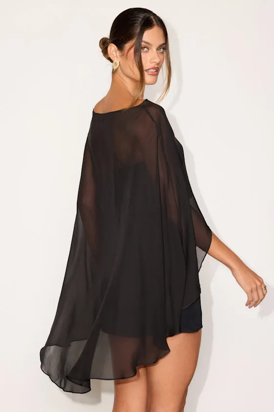 Brenna Black Cape Mini Dress sold by Lulus product image thumbnail 2