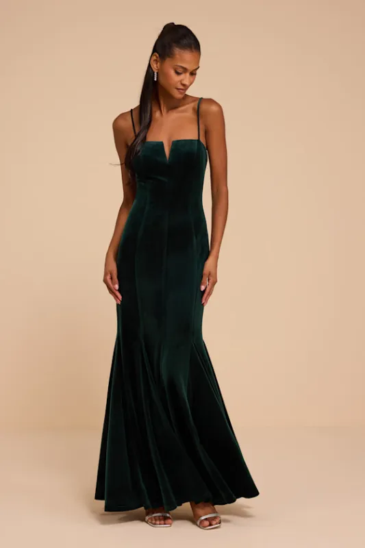 Jaclyn Forest Green Velvet Maxi Dress made by Lulus