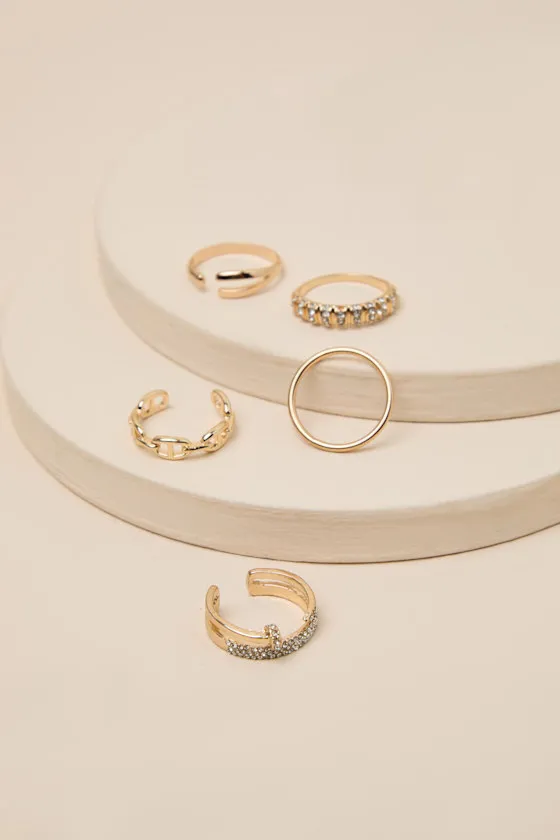 Jinx Gold 5-Piece Ring Set sold by Lulus product image thumbnail 4
