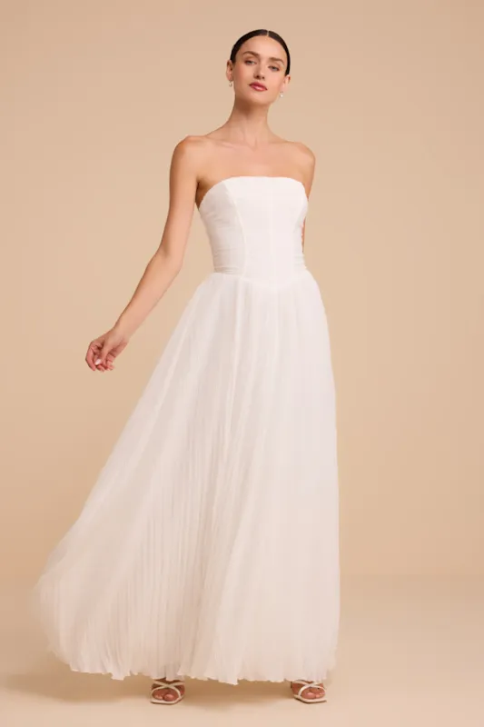 Joie White Strapless Chiffon Maxi Dress made by Lulus