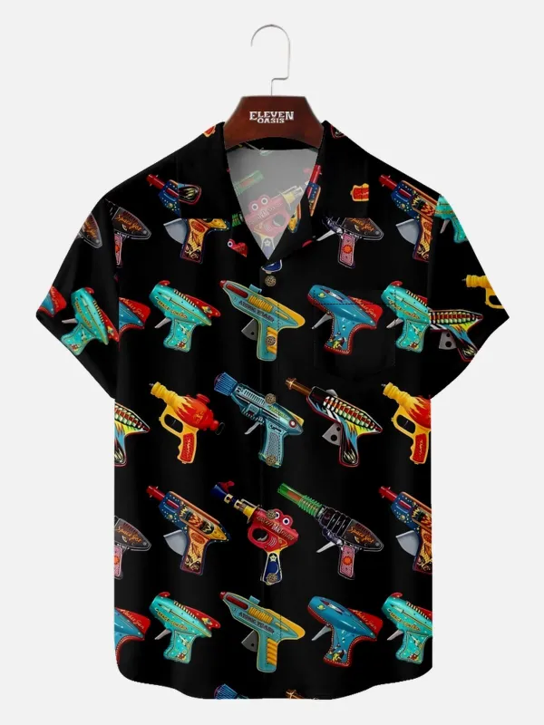 Men's Retro Space Blaster Short Sleeve Shirt sold by Eleven Oasis