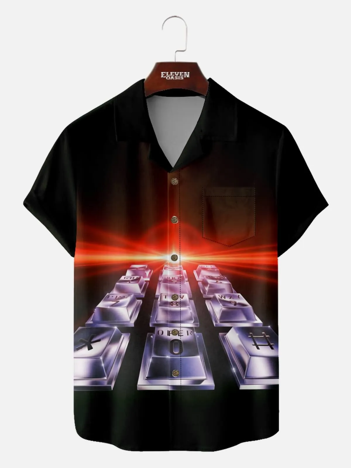 Men's Retro Keyboard Matrix Short Sleeve Shirt sold by Eleven Oasis