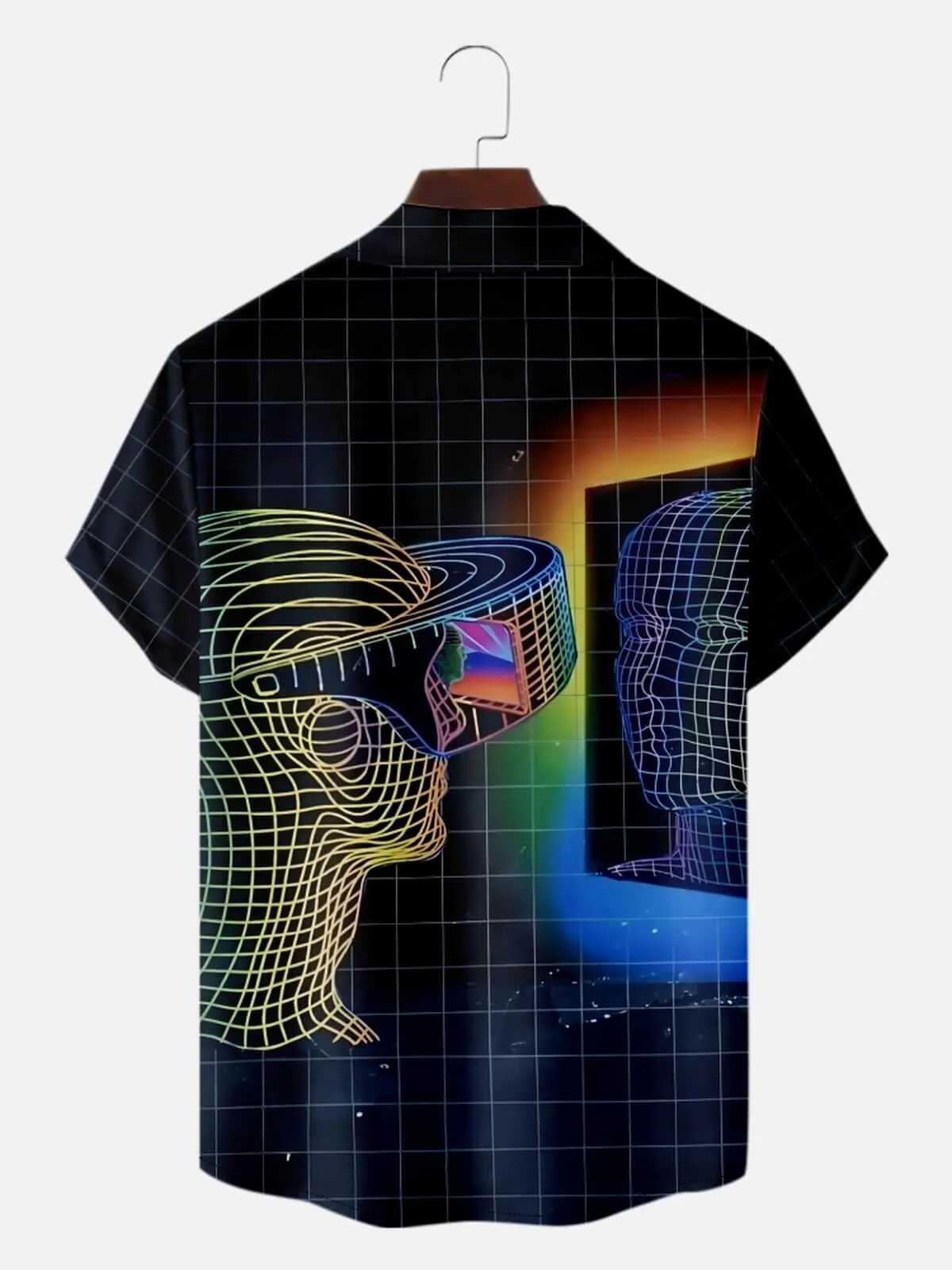 Men's Retro Digital Wireframe VR Short Sleeve Shirt sold by Eleven Oasis product image thumbnail 2