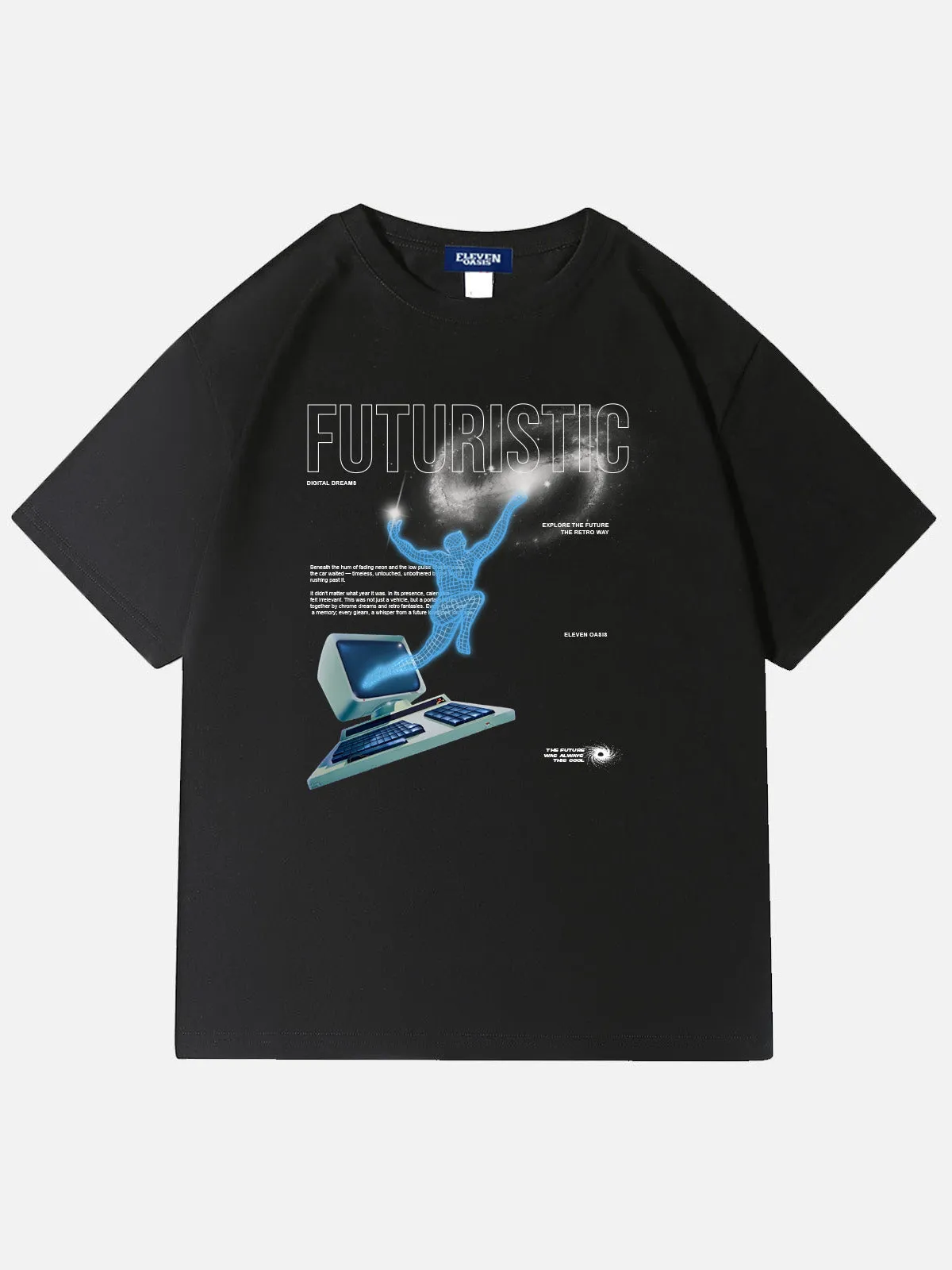 Eleven Oasis Futuristic Digital Galaxy Escape Short Sleeve Cotton T-Shirt sold by Eleven Oasis