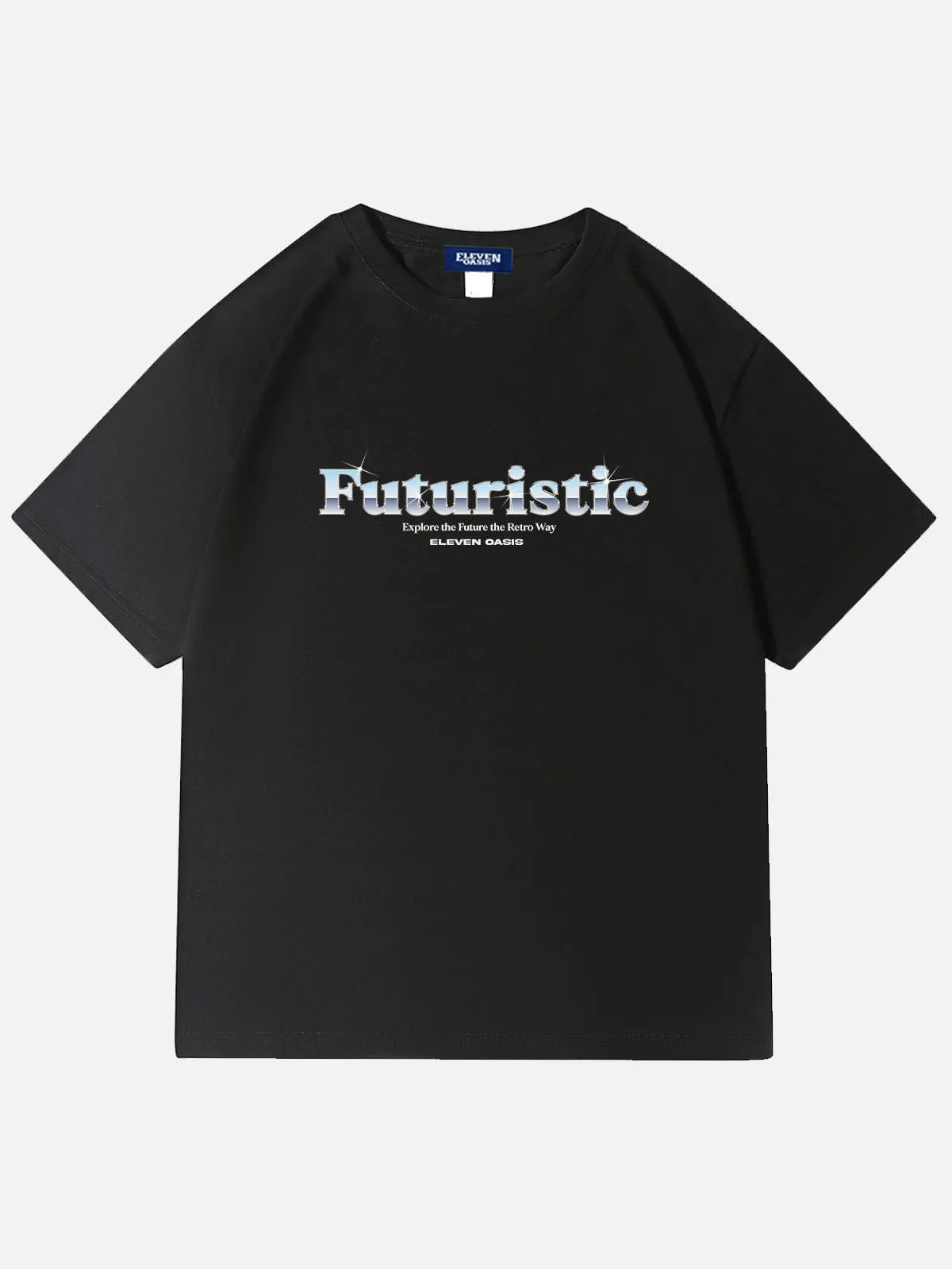 Eleven Oasis Futuristic Typography Cotton T-Shirt sold by Eleven Oasis