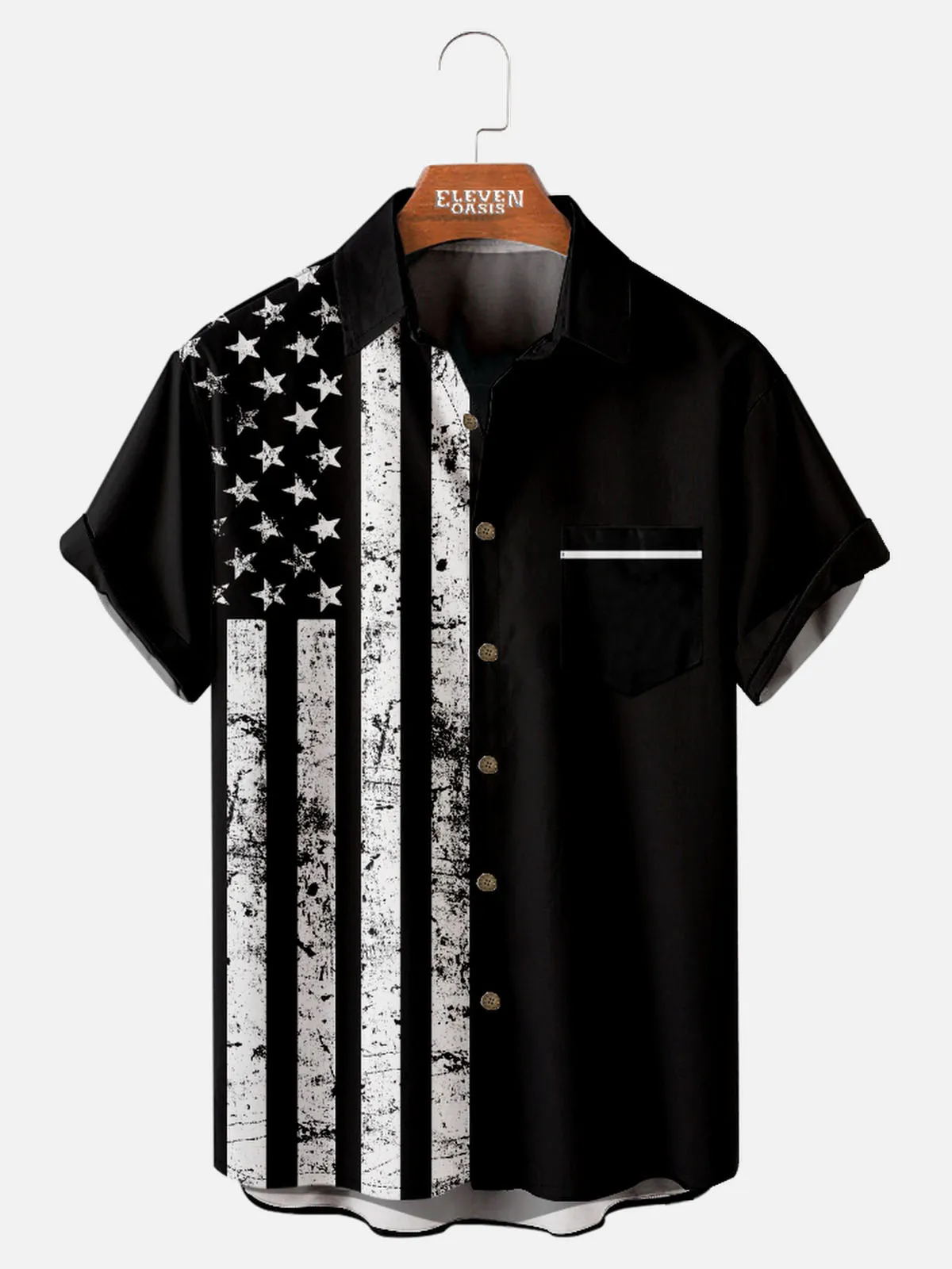 Men's Vintage Flag American Pride Short Sleeve Shirt sold by Eleven Oasis