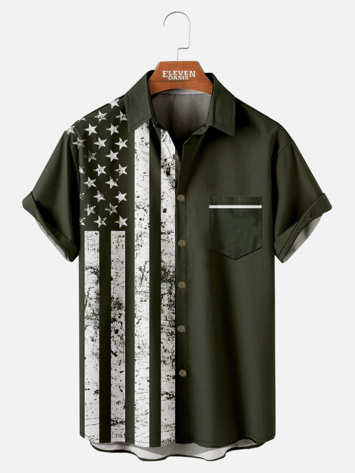 Men's Vintage Flag American Pride Short Sleeve Shirt sold by Eleven Oasis product image thumbnail 2