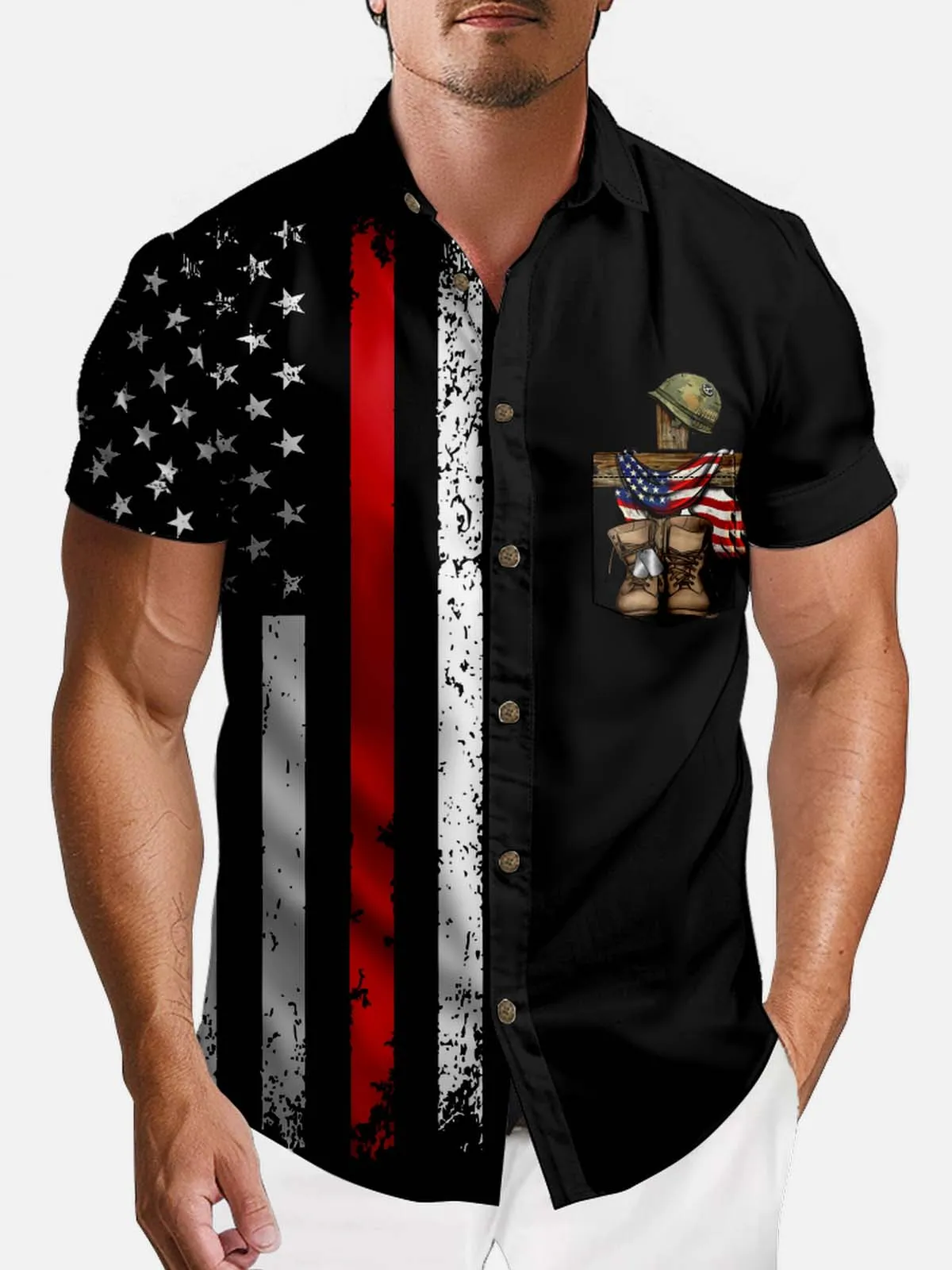 Men's Fallen Soldier Memorial Short Sleeve Shirt sold by Eleven Oasis product image thumbnail 2