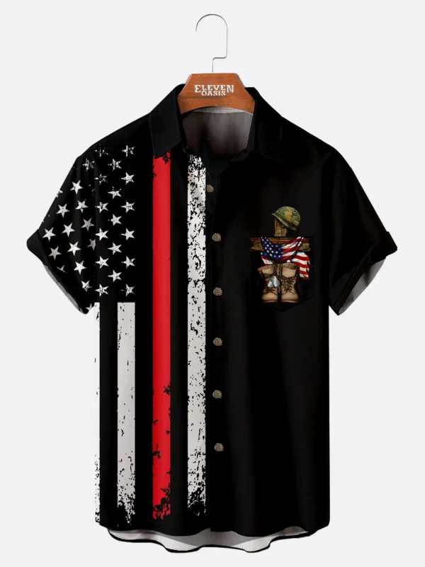 Men's Fallen Soldier Memorial Short Sleeve Shirt sold by Eleven Oasis