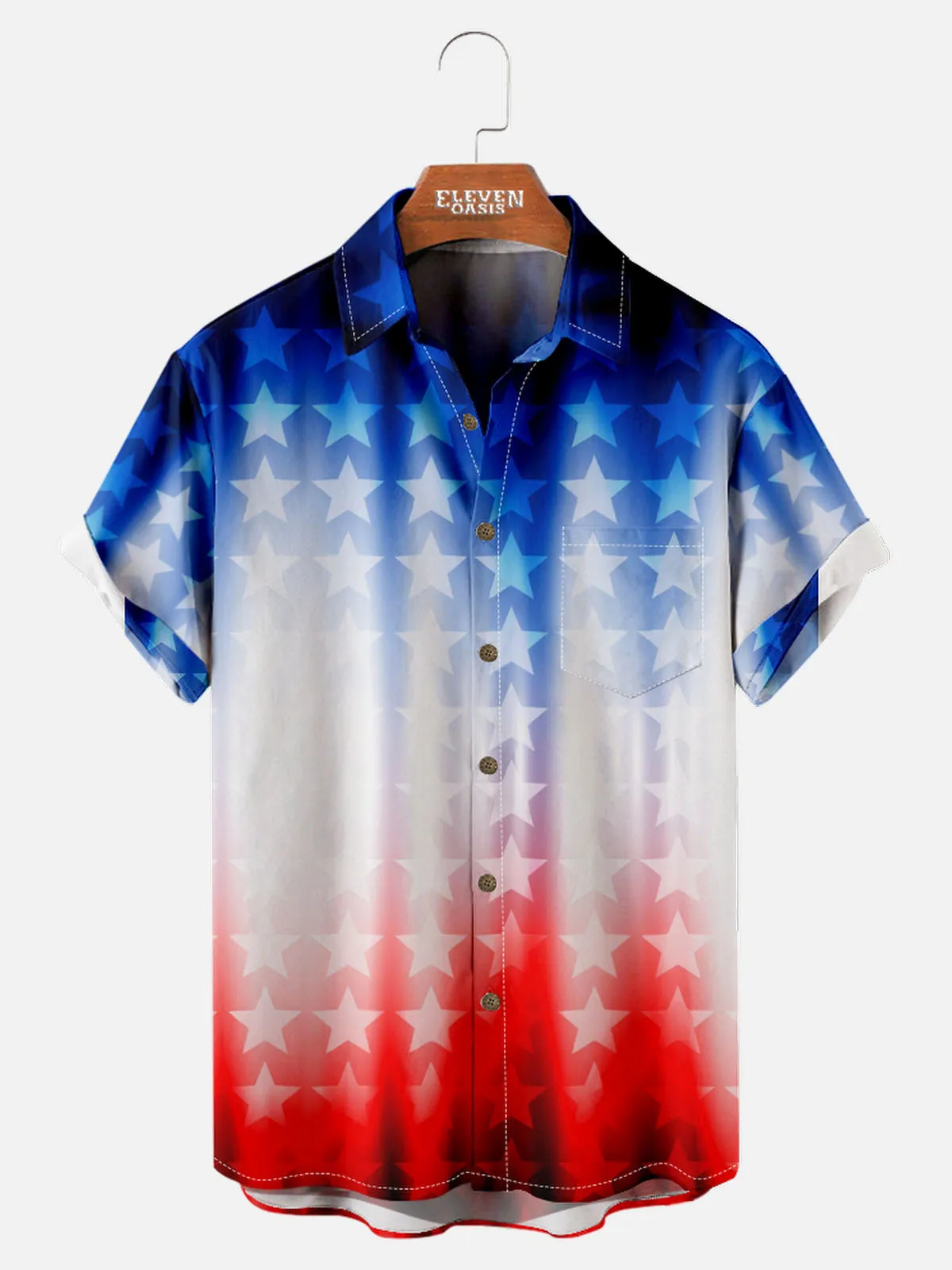 American Pride Spread Collar Short Sleeve Shirt For Men Gradient Starlight sold by Eleven Oasis