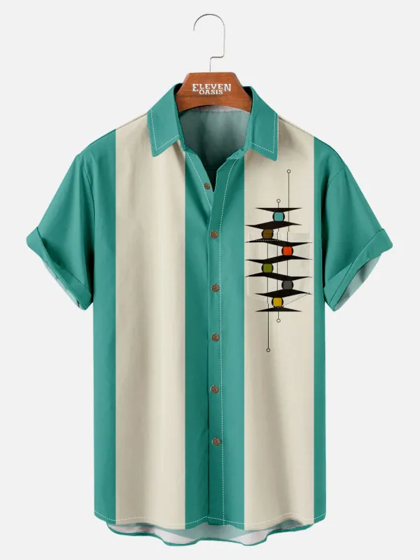 Men's Mid-Century Modern Abstract Bowling Short Sleeve Shirt sold by Eleven Oasis