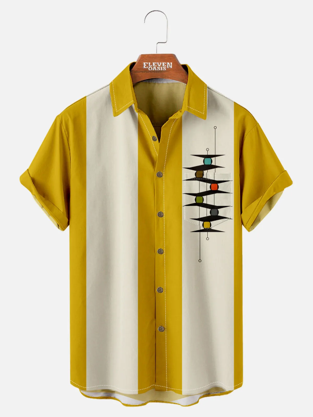 Men's Mid-Century Modern Abstract Bowling Short Sleeve Shirt sold by Eleven Oasis product image thumbnail 4