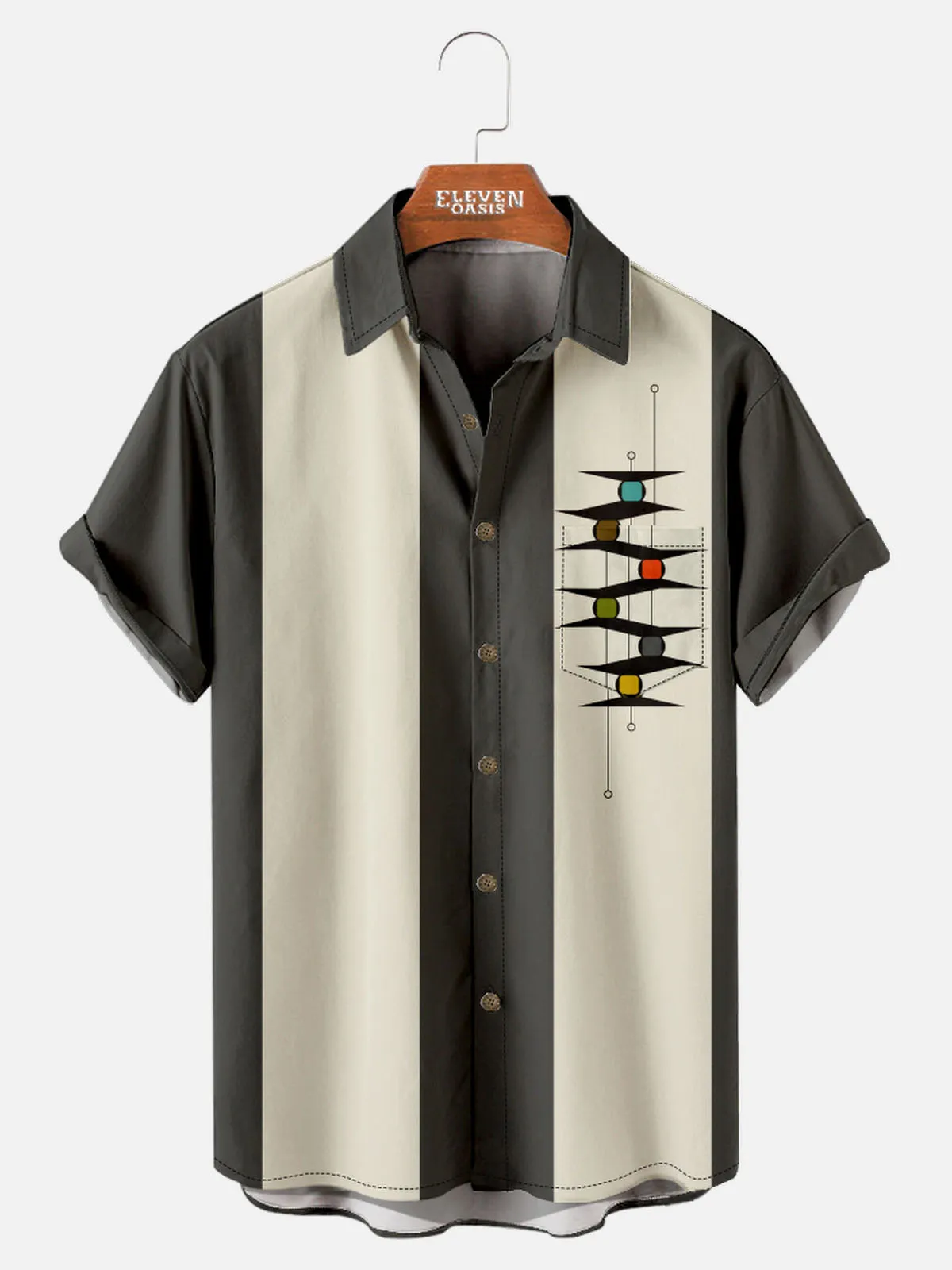 Men's Mid-Century Modern Abstract Bowling Short Sleeve Shirt sold by Eleven Oasis product image thumbnail 2