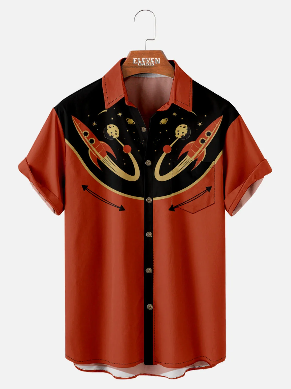 Tall Men's Atomic Western Space Short Sleeve Shirt sold by Eleven Oasis