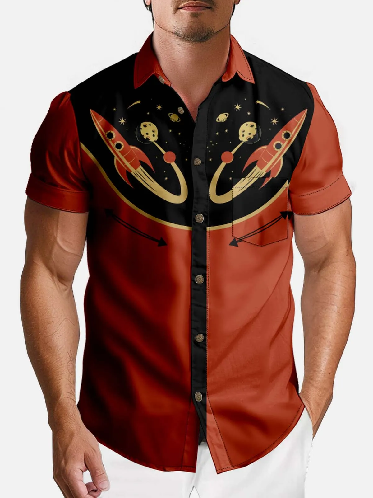 Tall Men's Atomic Western Space Short Sleeve Shirt sold by Eleven Oasis product image thumbnail 2