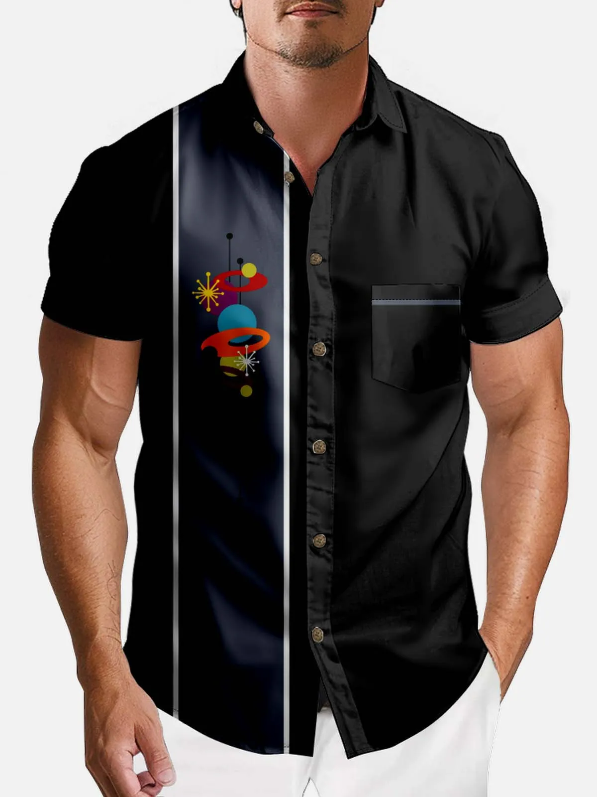 Men's Atomic Space Age Bowling Short Sleeve Shirt sold by Eleven Oasis product image thumbnail 2