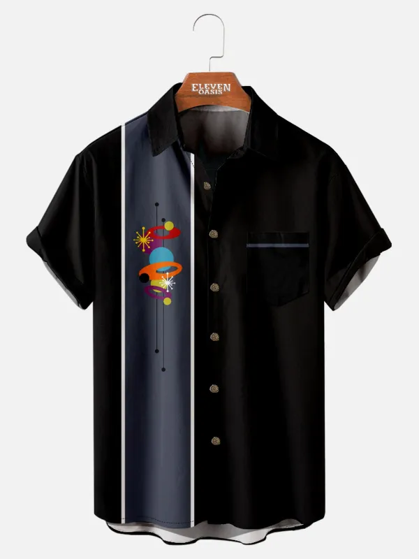 Men's Atomic Space Age Bowling Short Sleeve Shirt sold by Eleven Oasis