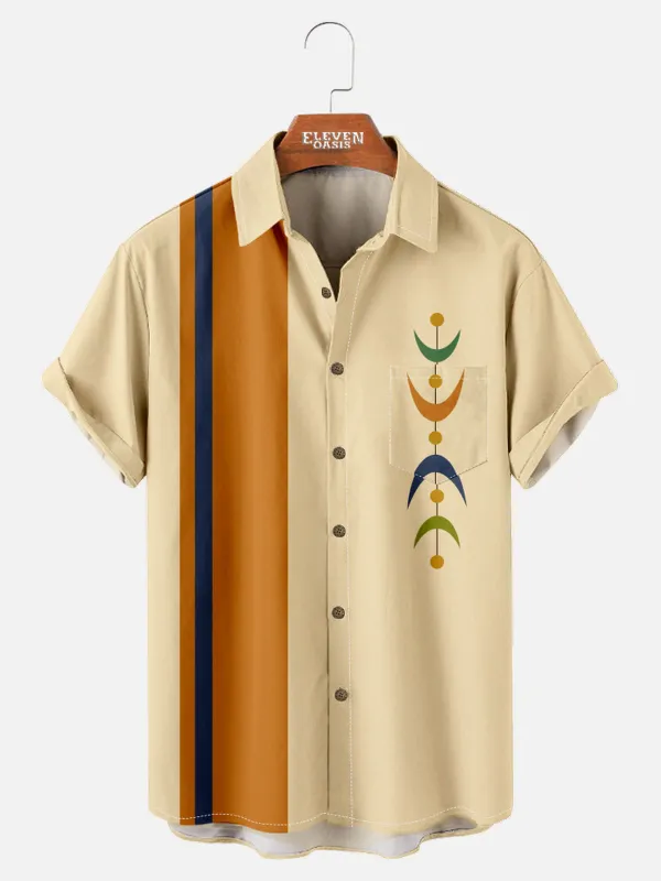 Tall Men's Mid-Century Modern Half-Moon Bowling Short Sleeve Shirt sold by Eleven Oasis