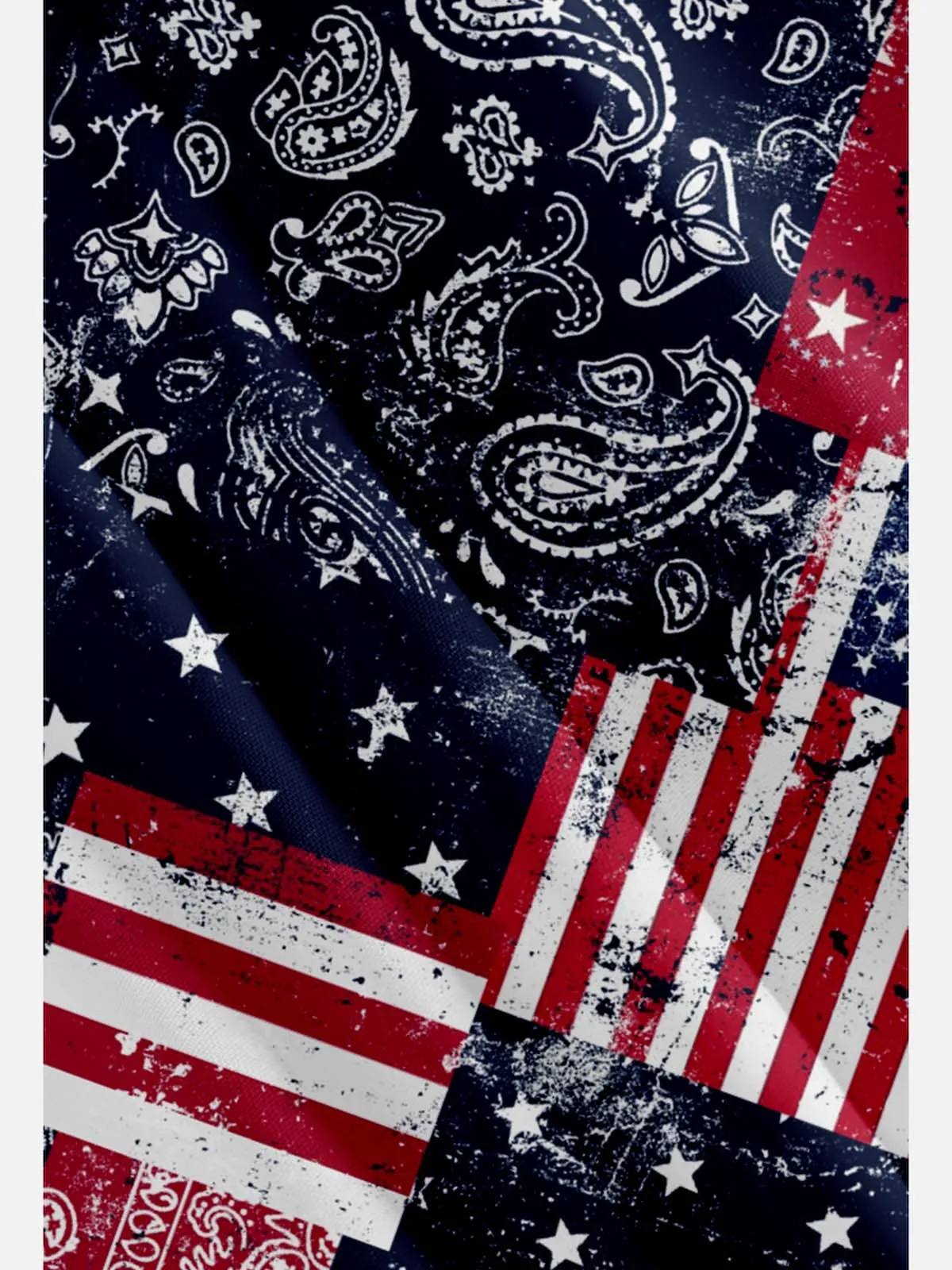 Men's Patriotic Bandana Patchwork Short Sleeve Shirt sold by Eleven Oasis product image thumbnail 4