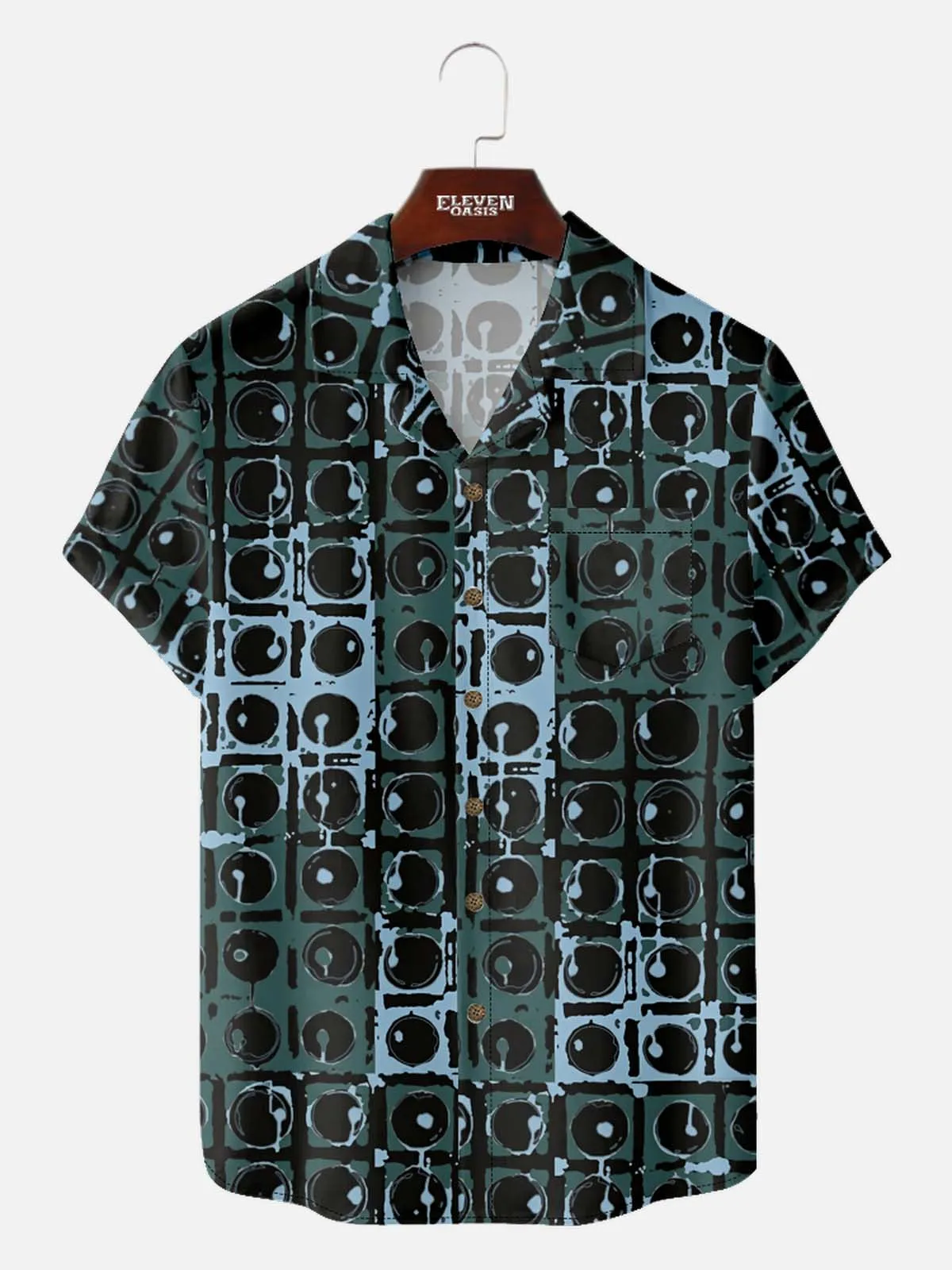 Men's Vintage Speaker Wall Pattern Short Sleeve Shirt sold by Eleven Oasis