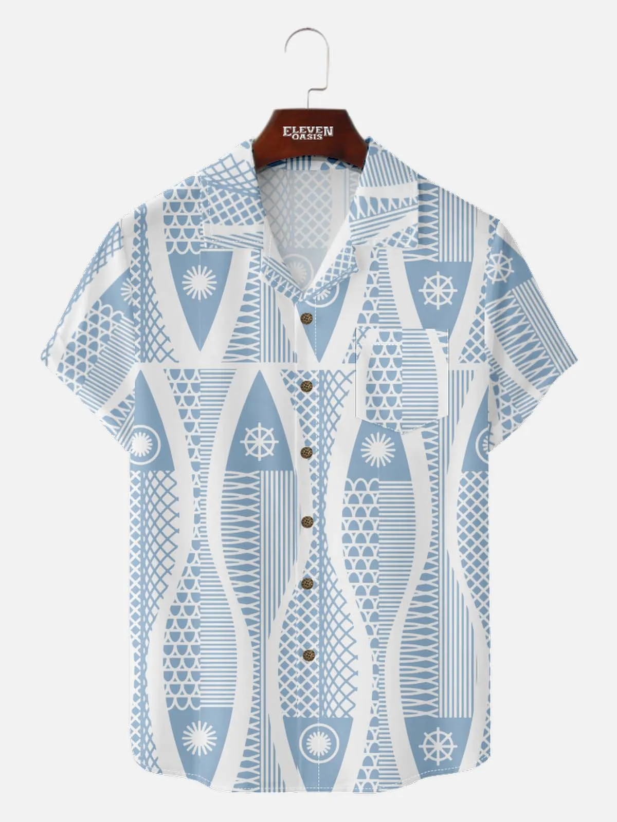 Men's Geometric Tribal Pattern Short Sleeve Shirt sold by Eleven Oasis