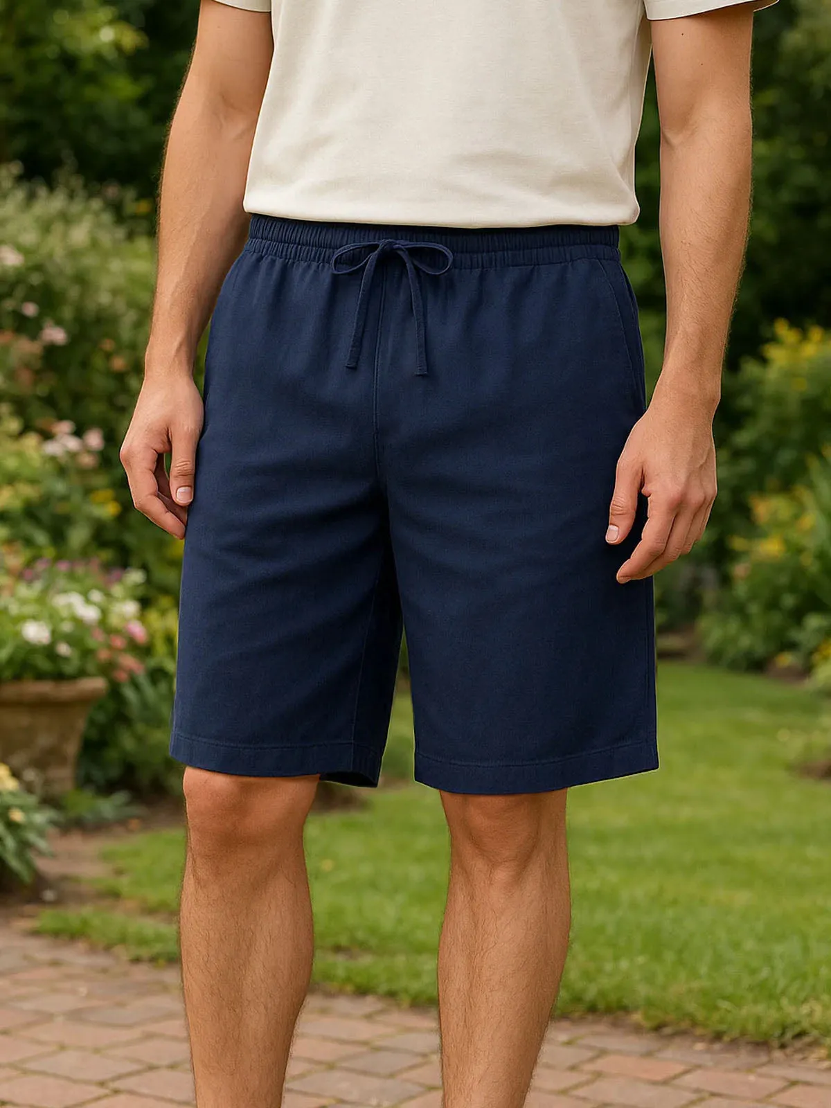Men's Linen Blend Elastic Waist Shorts sold by Eleven Oasis product image thumbnail 2