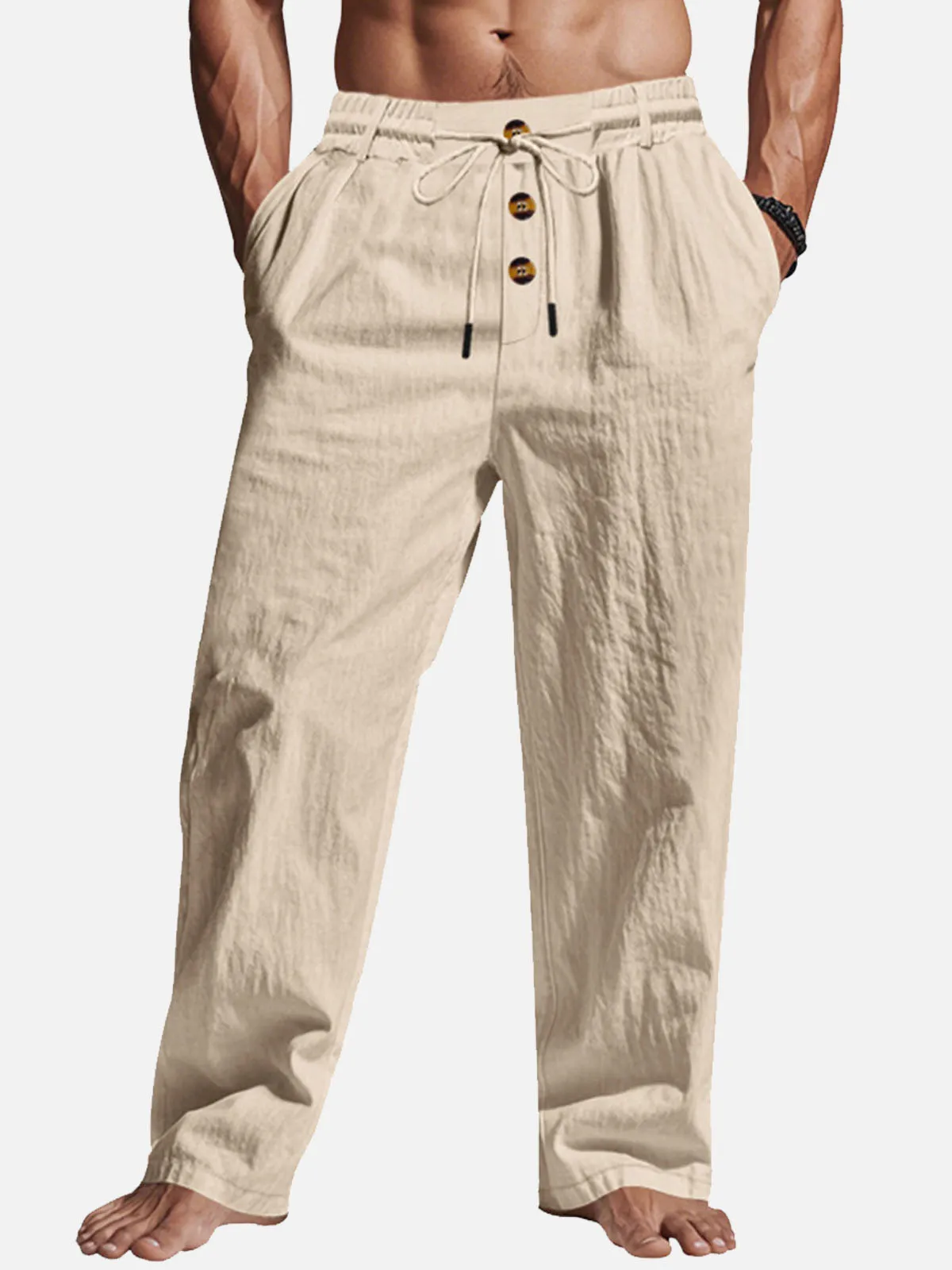 Men's Linen Blend Wide Leg Lounge Pants sold by Eleven Oasis