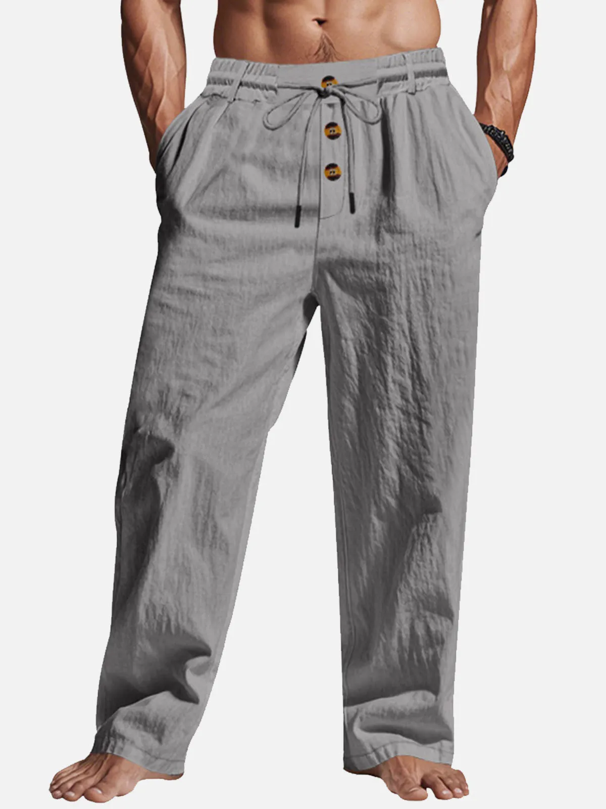 Men's Linen Blend Wide Leg Lounge Pants sold by Eleven Oasis product image thumbnail 3