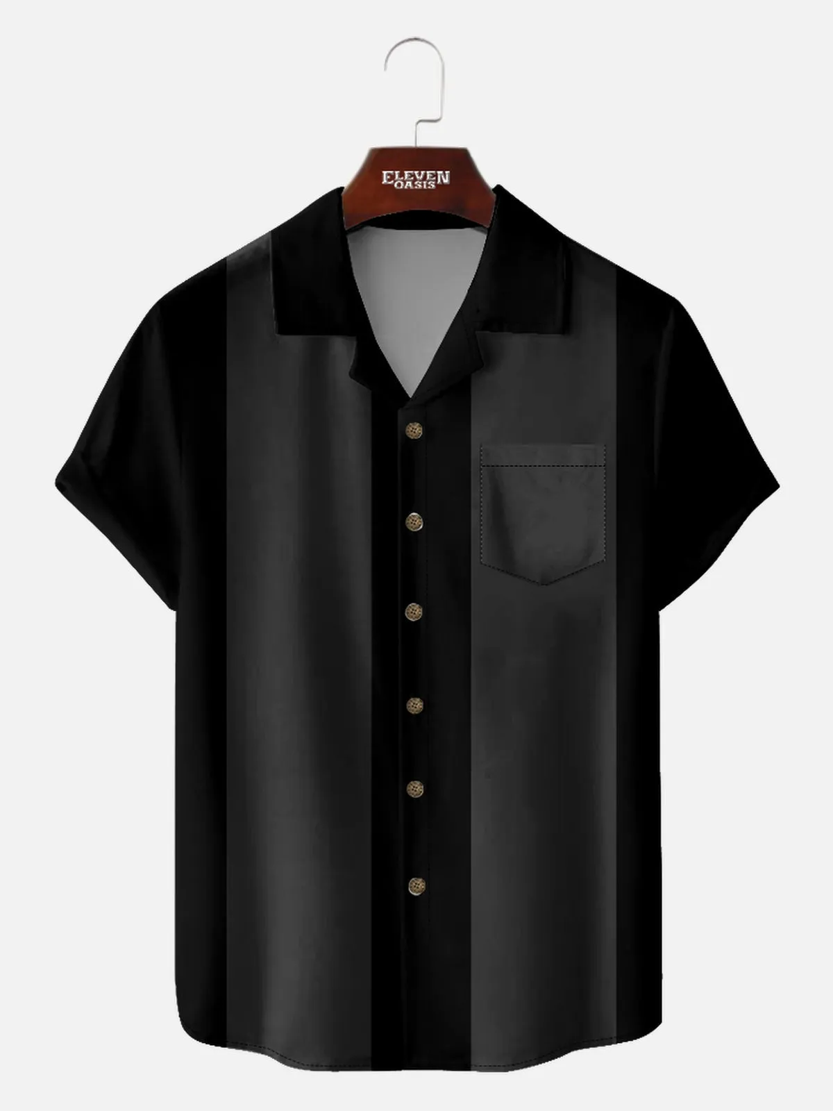 Men's Basic 50s Style Camp Collar Bowling Short Sleeve Shirt sold by Eleven Oasis