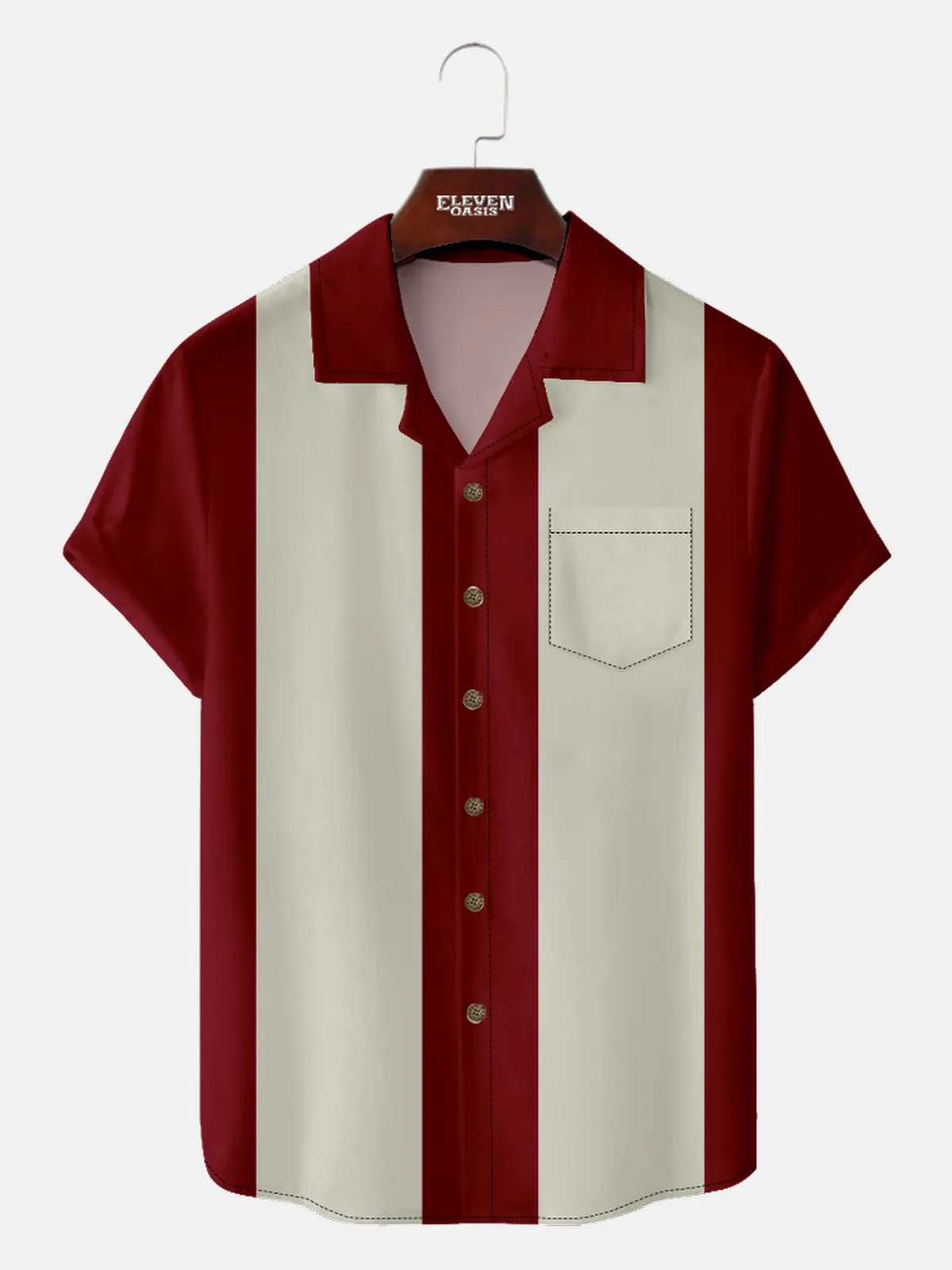 Men's Basic 50s Style Camp Collar Bowling Short Sleeve Shirt sold by Eleven Oasis product image thumbnail 2