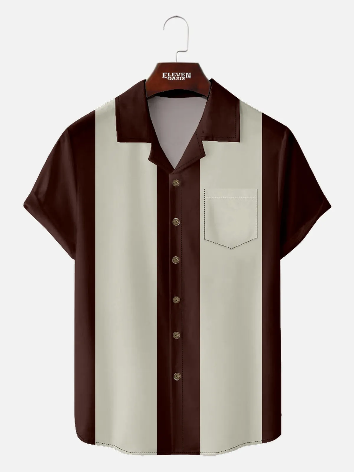 Men's Basic 50s Style Camp Collar Bowling Short Sleeve Shirt sold by Eleven Oasis product image thumbnail 5