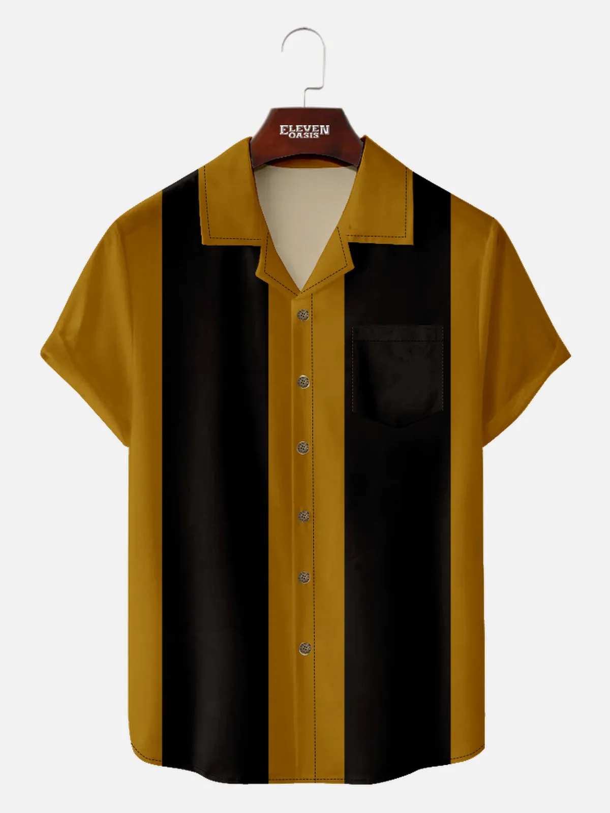 Men's Basic 50s Style Camp Collar Bowling Short Sleeve Shirt sold by Eleven Oasis product image thumbnail 3
