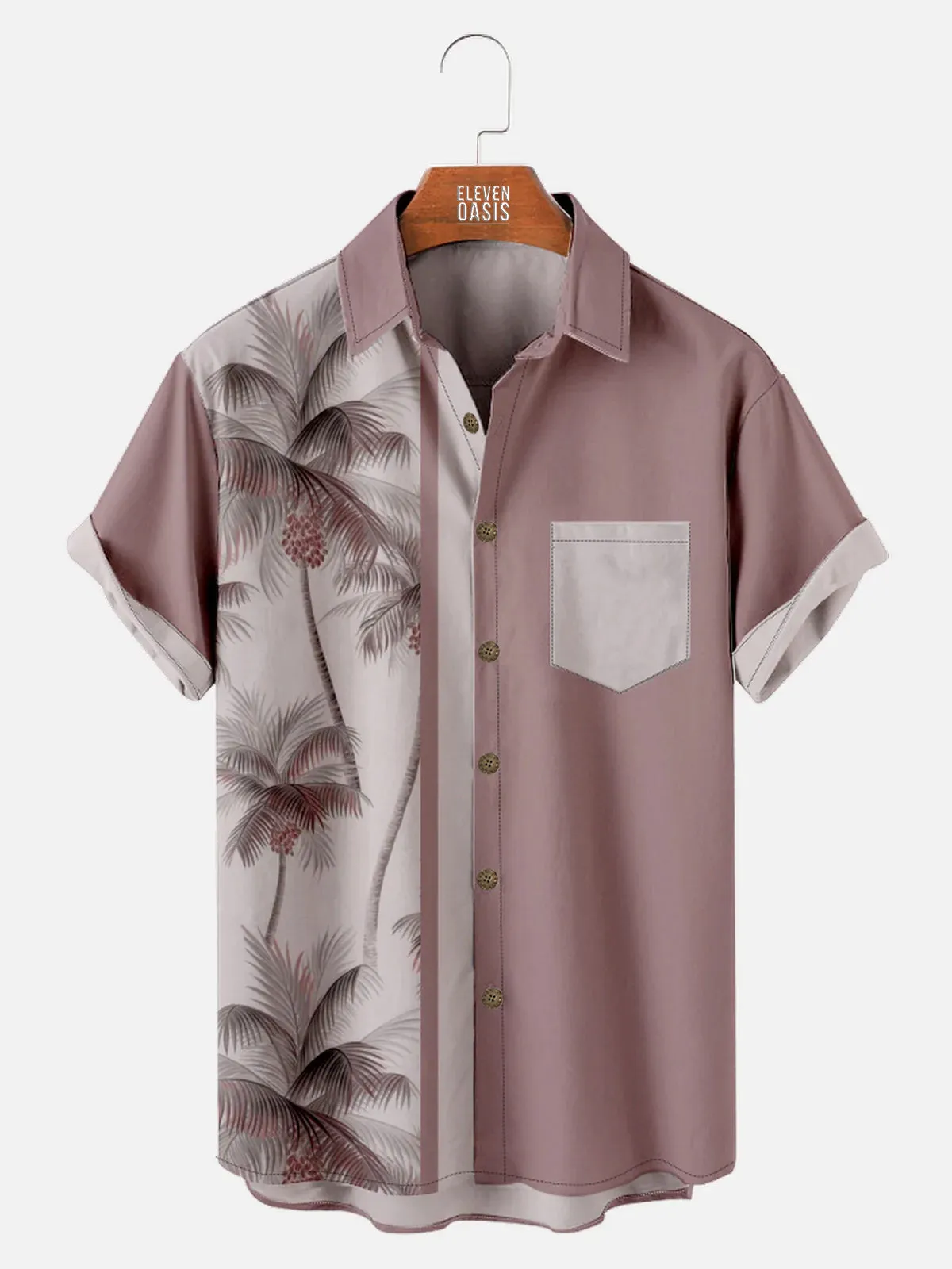 Tall Men's Coconut Tree Casual Breathable Hawaiian Short Sleeve Shirt sold by Eleven Oasis product image thumbnail 3