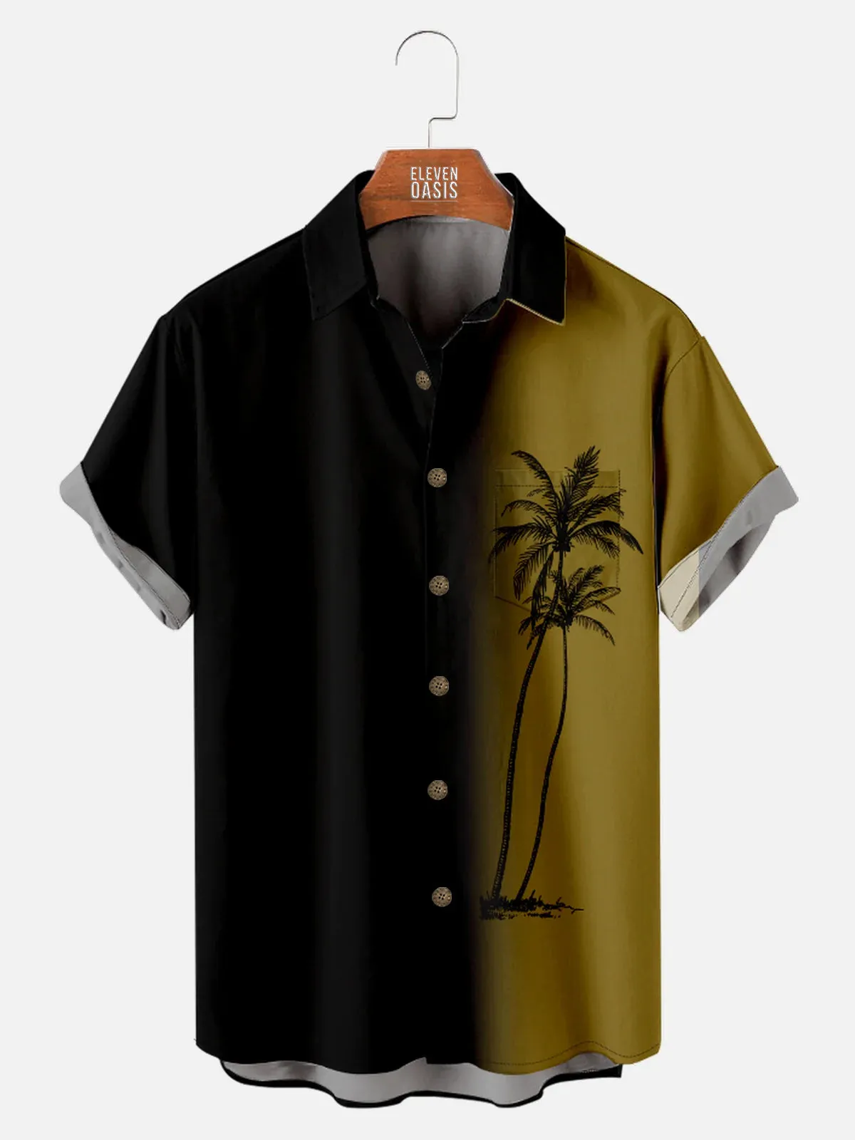 Tall Men's Gradient Palm Tree Hawaiian Short Sleeve Shirt sold by Eleven Oasis