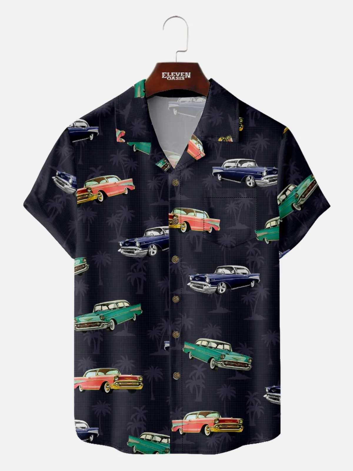 Men's Vintage Cars Palm Paradise Short Sleeve Shirt sold by Eleven Oasis