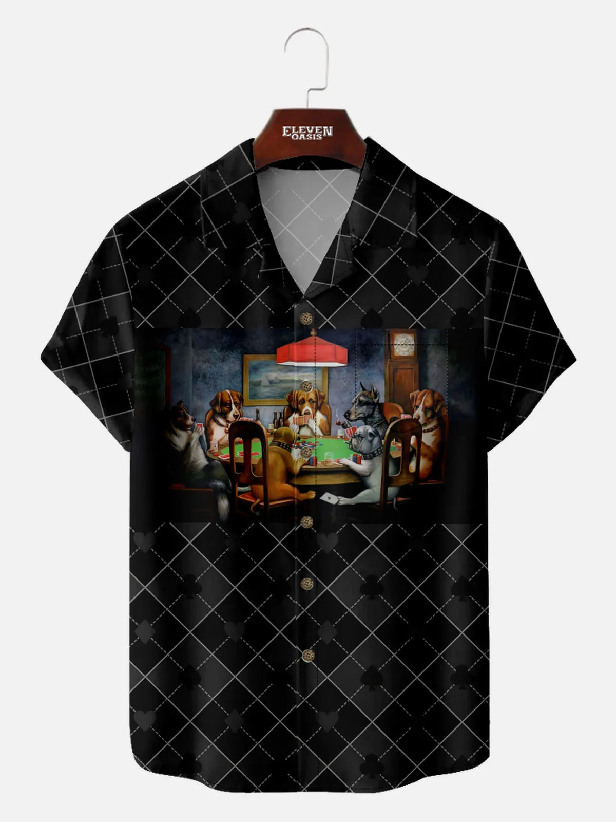 Men's Dogs Playing Poker Short Sleeve Shirt sold by Eleven Oasis