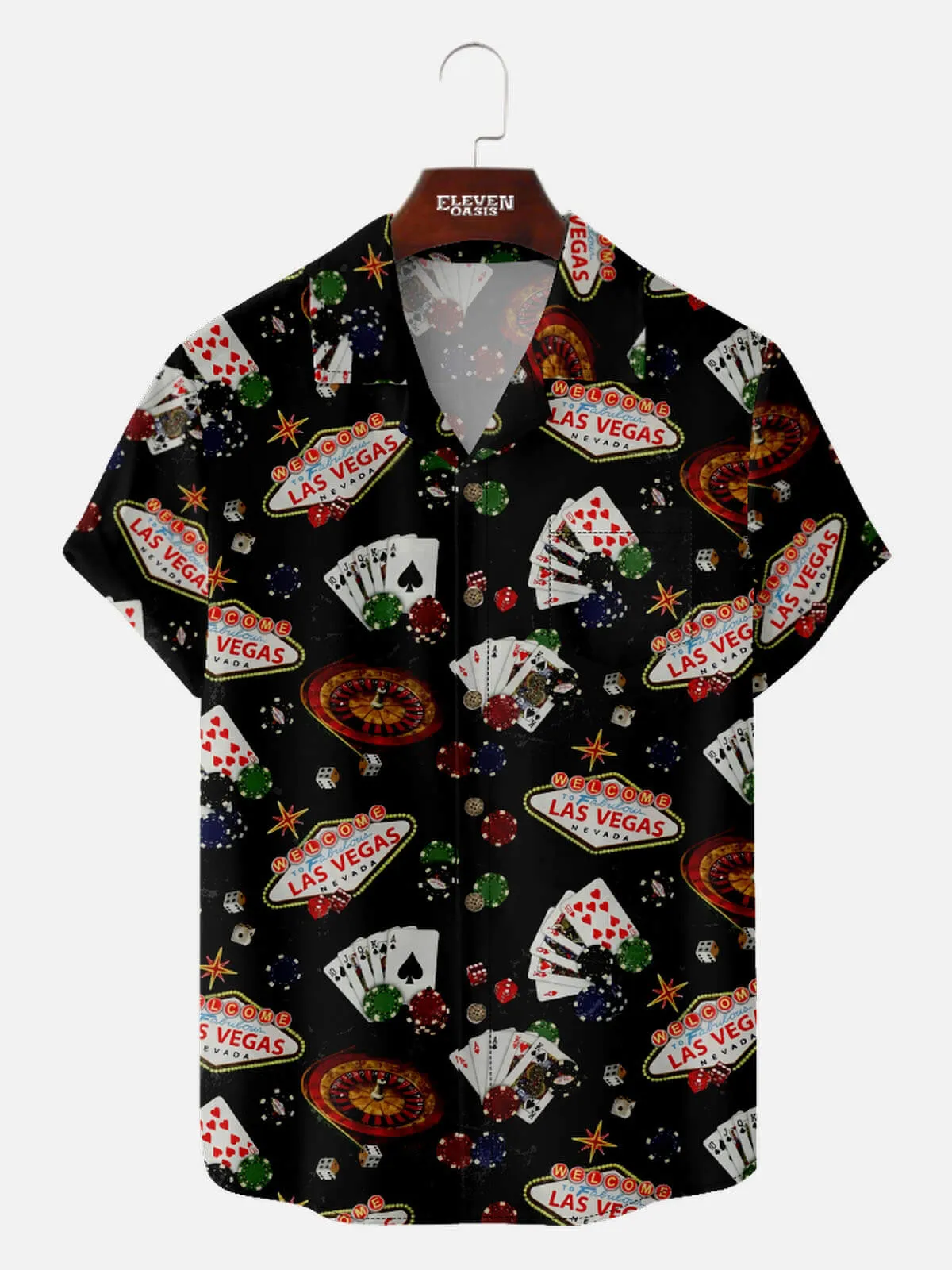 Men's Playing Cards Camp Collar Short Sleeve Shirt Welcome to Las Vegas Game Heaven sold by Eleven Oasis