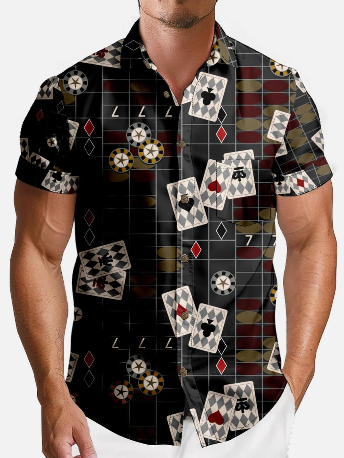 Men's Playing Cards Spread Collar Short Sleeve Shirt Jack the Pot sold by Eleven Oasis product image thumbnail 3