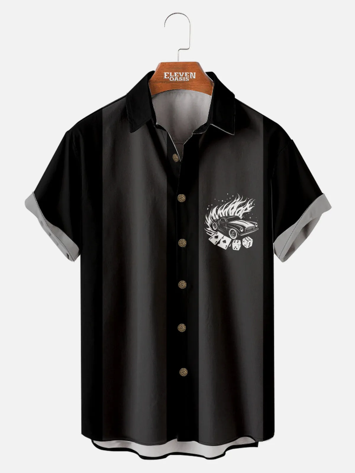 Tall Men's Hot Rod Dice Flames Short Sleeve Shirt sold by Eleven Oasis